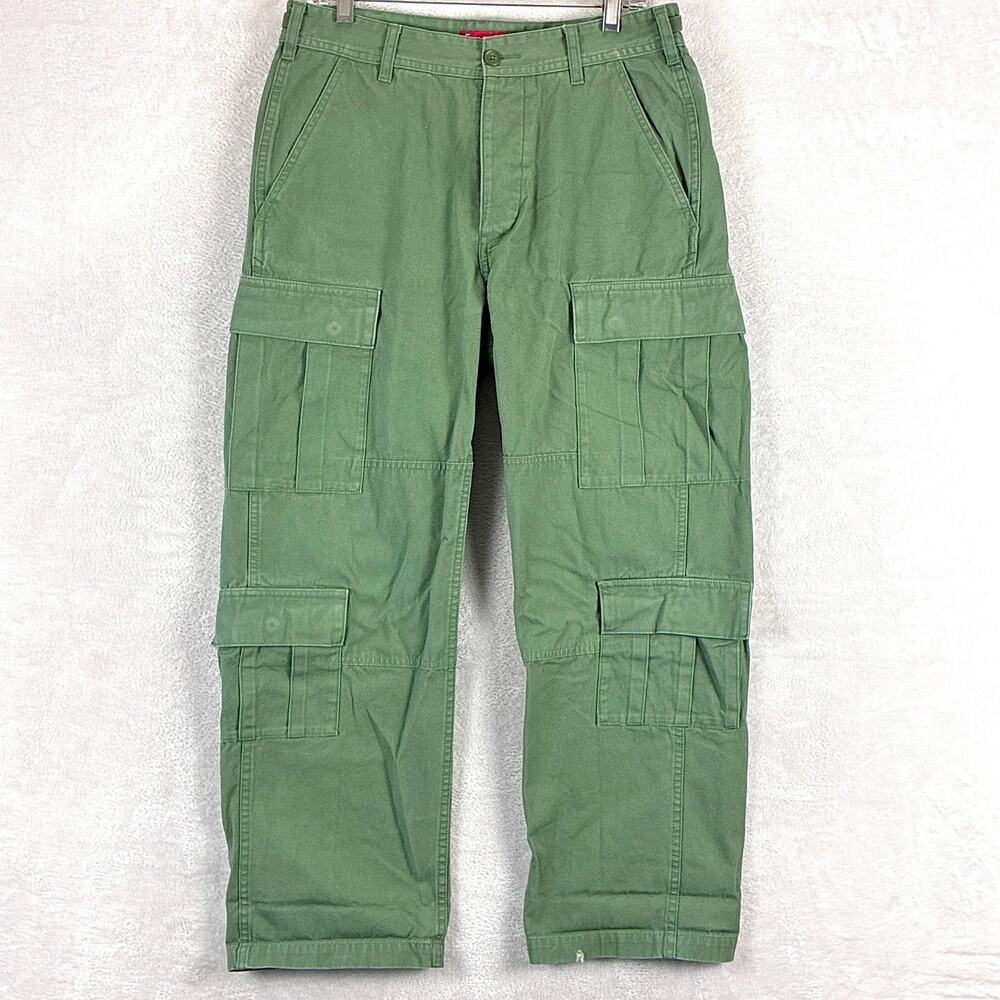 Supreme Cargo Pants Mens 30 (32) Green Baggy Military Streetwear Utility Skate